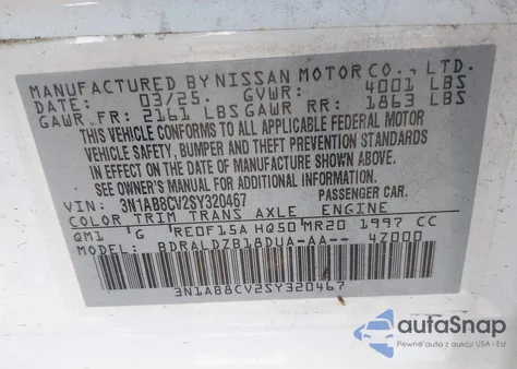 2025 Nissan Sentra Sv from USA, damaged, VIN 3N1AB8CV2SY320467